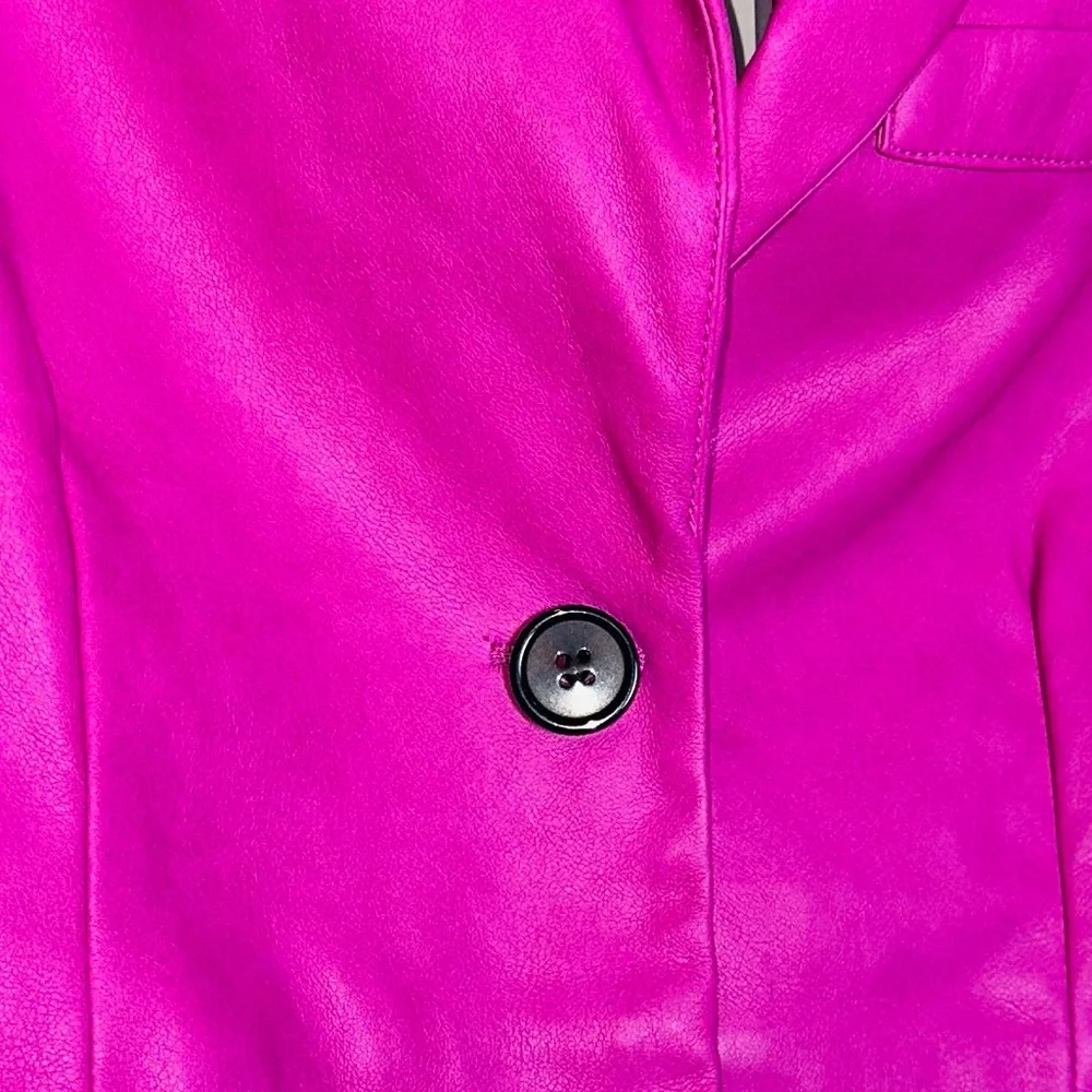 7 for All Mankind Pink Vegan Leather Cropped Moto Jacket